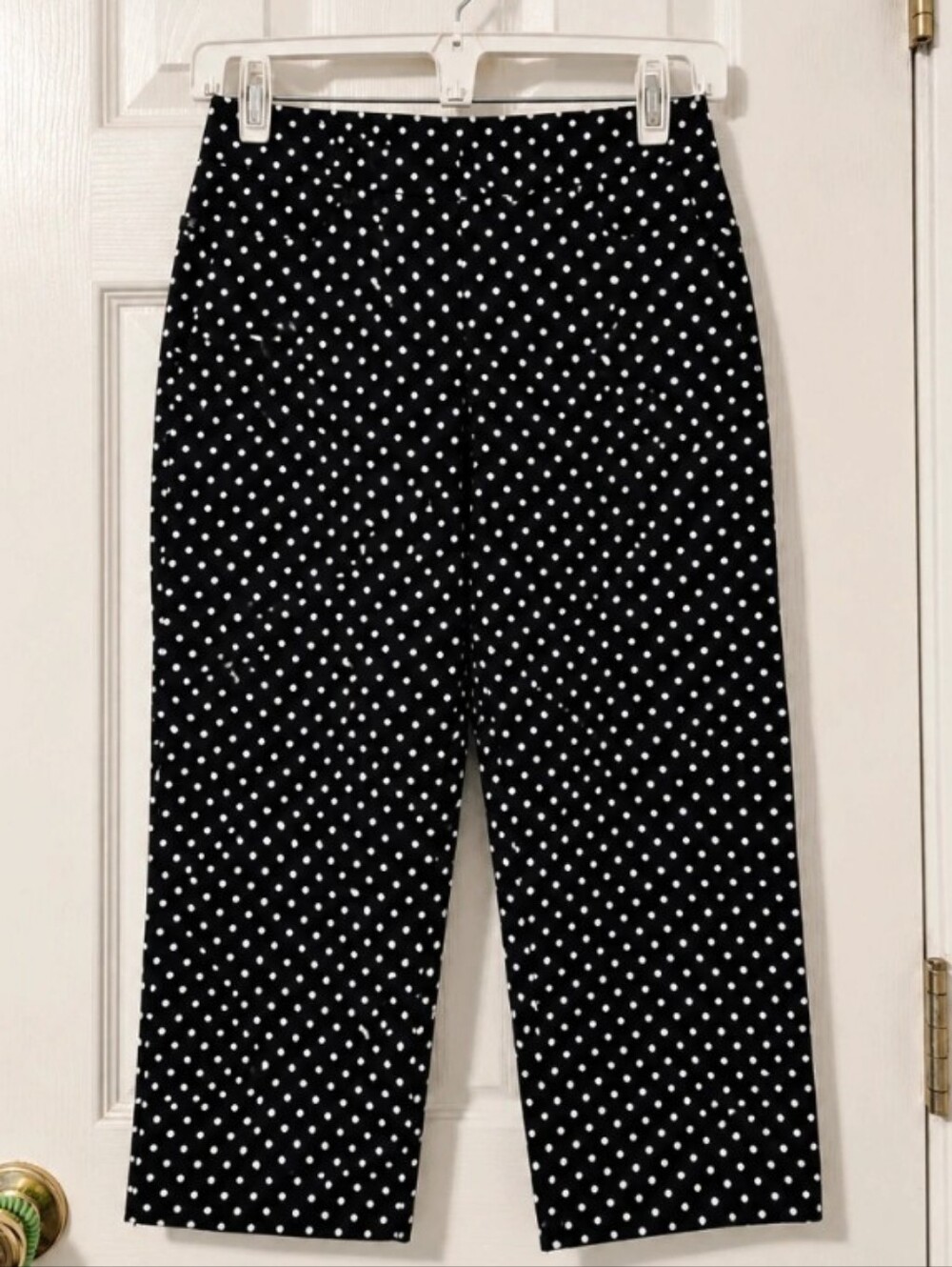 Lauren Ralph Lauren Size 4 Black White Polka Dot Cropped Pants Stretch
